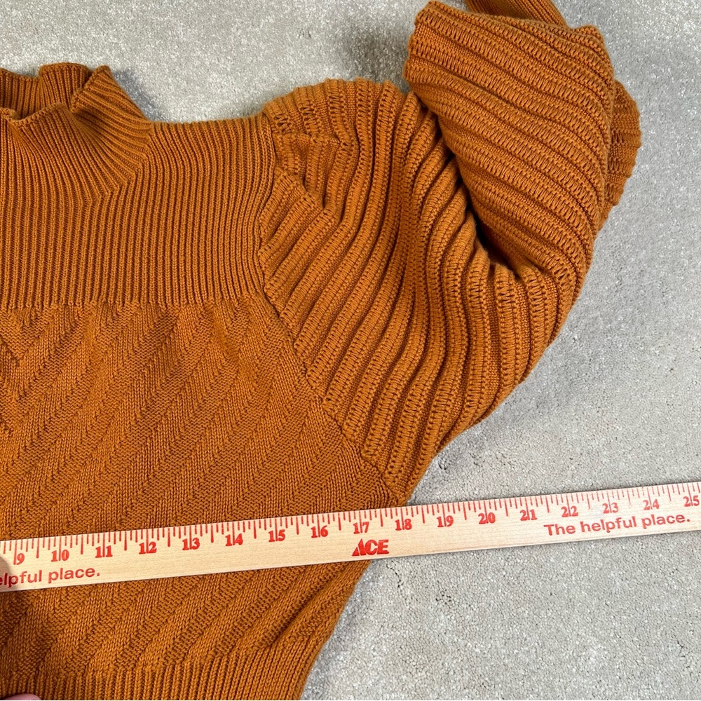 Happy Nature Sweater Dress Orange‎ Mock Neck Peplum Long Length Knit women's Lg - Picture 9 of 15